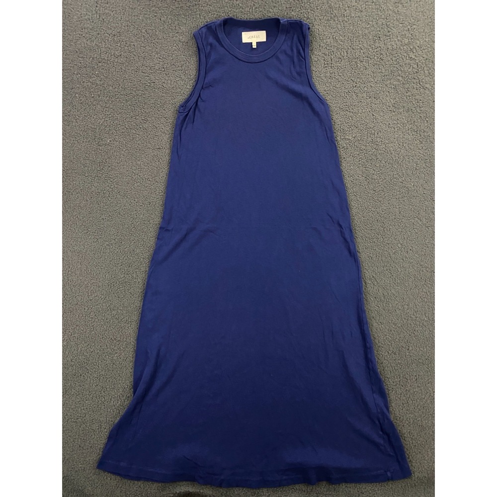 The Great. Dress size 0 Tank Stretch Jersey Cotton Sleeveless Blue Midi